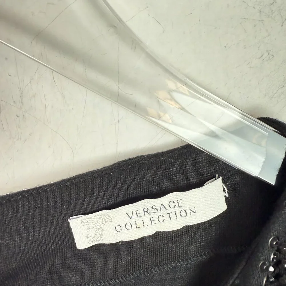 Versace Collection Yellow & Black Embellished Dress Short Sleeve Size 48 US 12 - Picture 6 of 16